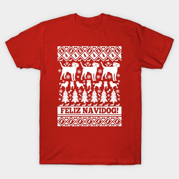 Feliz Navidog - Ugly Christmas Shirt T-Shirt by BentonParkPrints